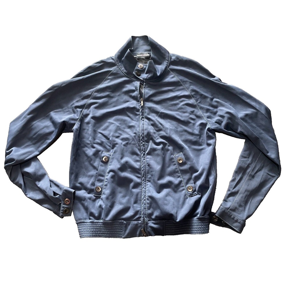 Giorgio Armani Womens motorcycle jacket blue size 44 Full Zip Long Sleeve